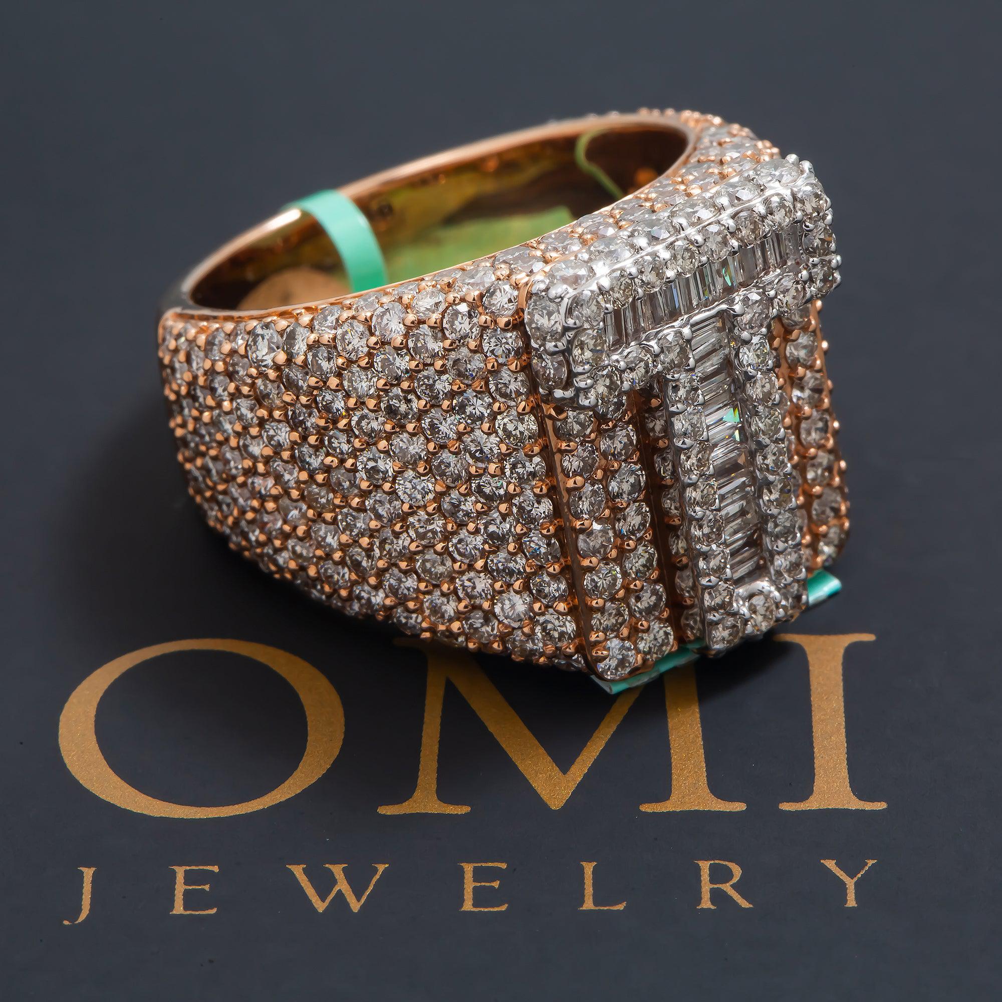 10K GOLD BAGUETTE CLUSTER DIAMOND 3D INITIAL T RING 5.76 CT