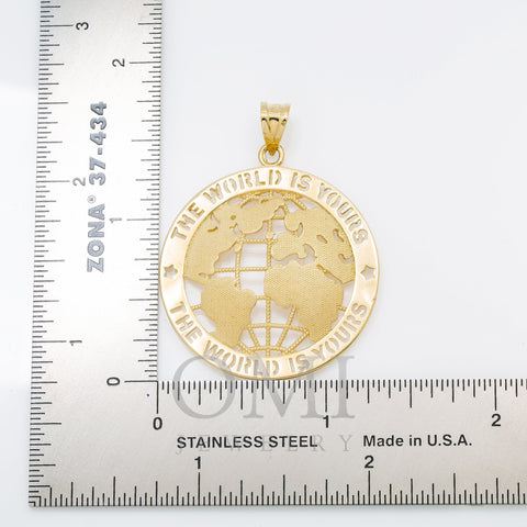 10K GOLD THE WORLD IS YOURS PENDANT 1.75