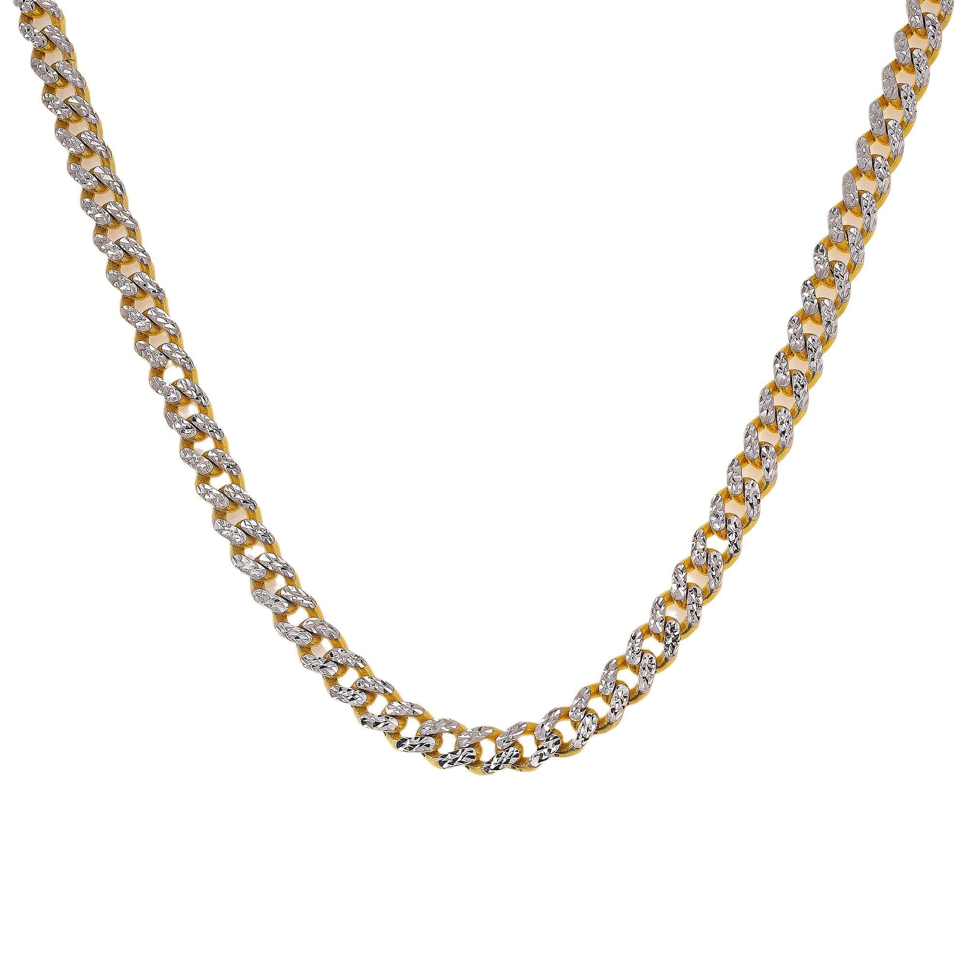 10K HOLLOW YELLOW GOLD DIAMOND CUT CUBAN LINK CHAIN OMI Jewelry
