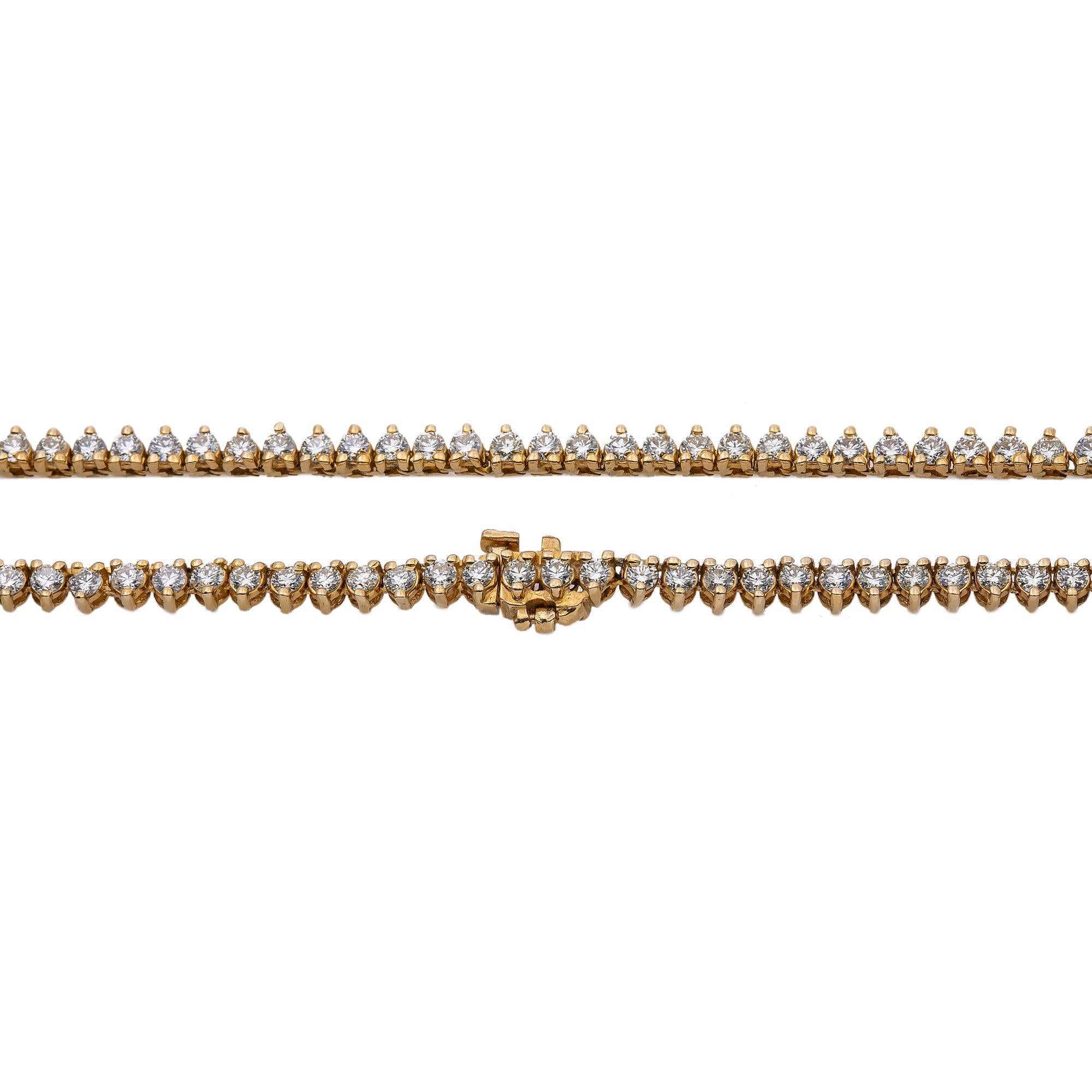 14K Yellow Gold 24"/3.5MM Tennis Chain  With 12.75 CT Diamonds