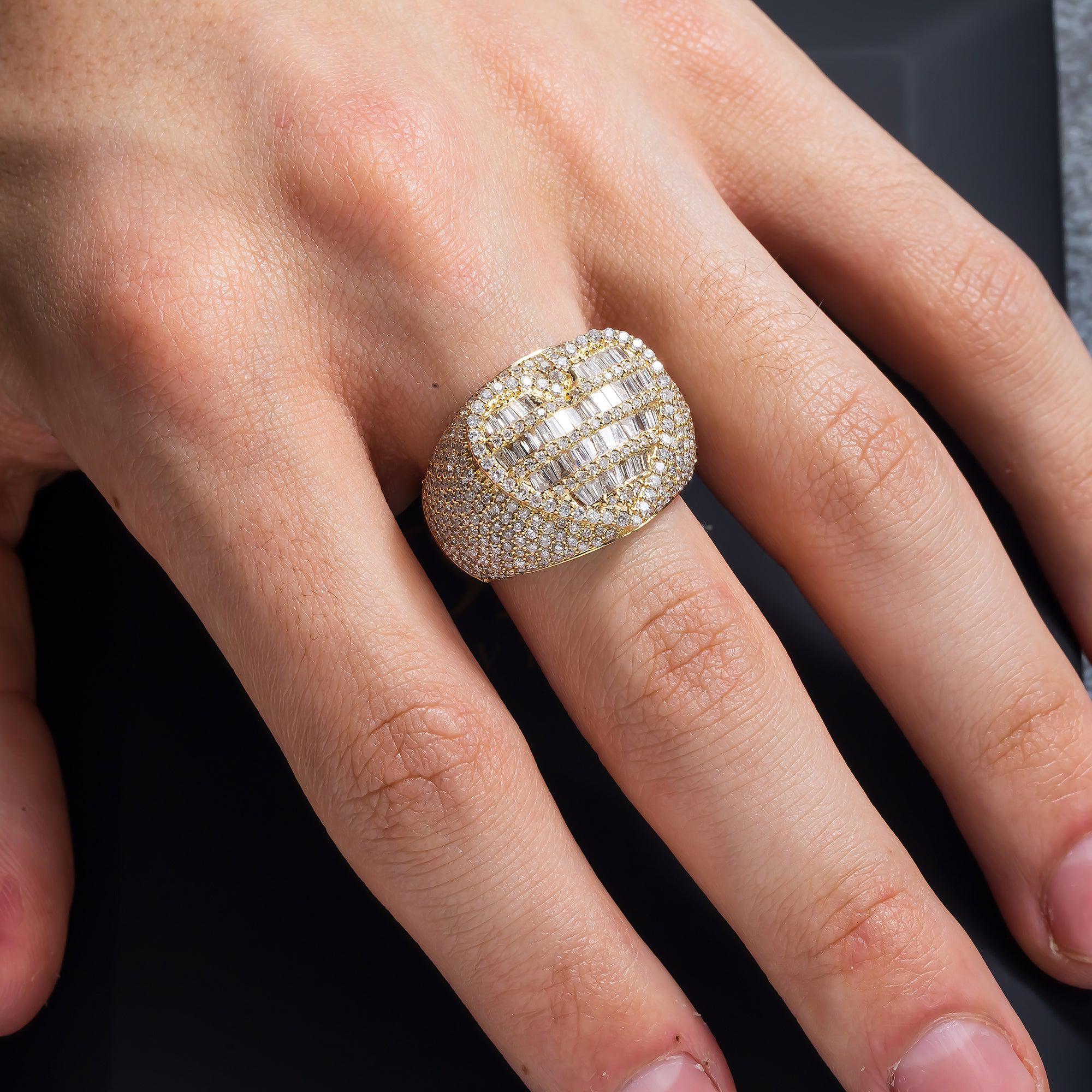 10K GOLD BAGUETTE CLUSTER DIAMOND HEART RING 3.35 CT