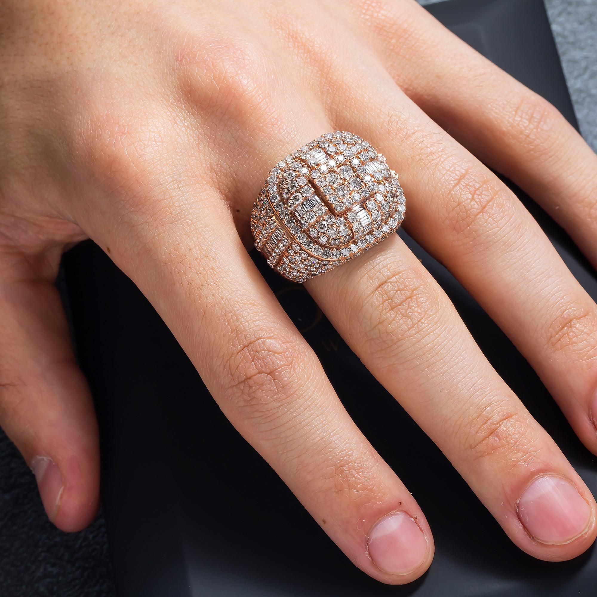 10K GOLD BAGUETTE CLUSTER DIAMOND RING 8.00 CT