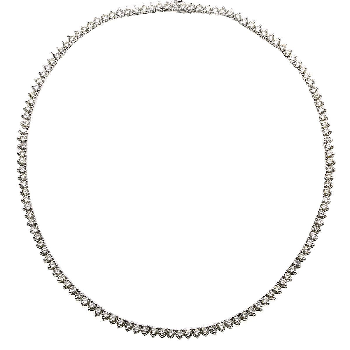 14K White Gold 16" Women's Necklace With 10.70 CT Diamonds