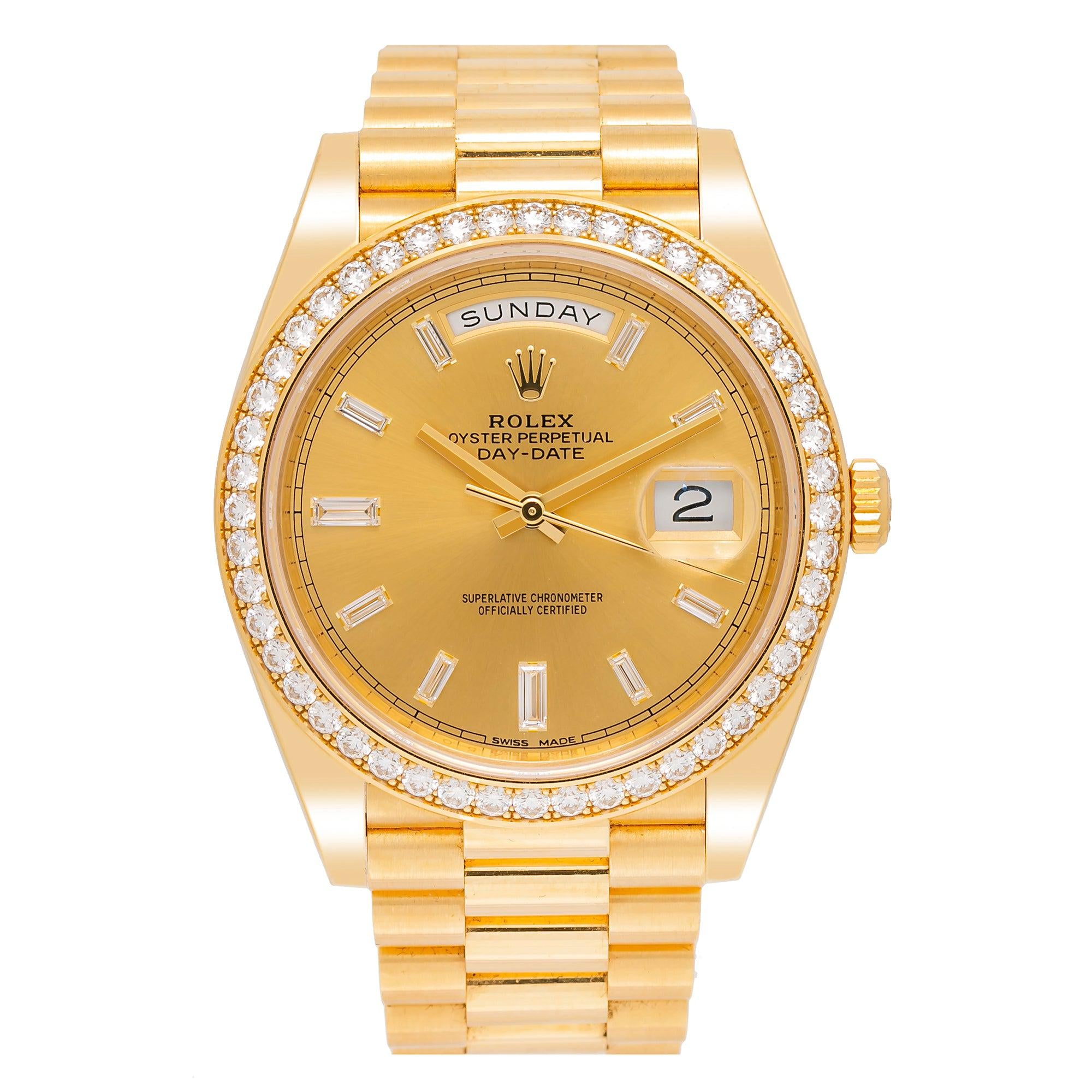 Rolex Day Date 40 Yellow Gold Factory Diamond Dial and Diamond Bezel 228348