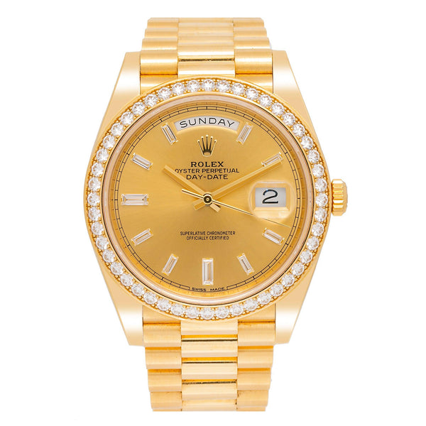 Rolex Day Date 40 Yellow Gold Factory Diamond Dial and Diamond