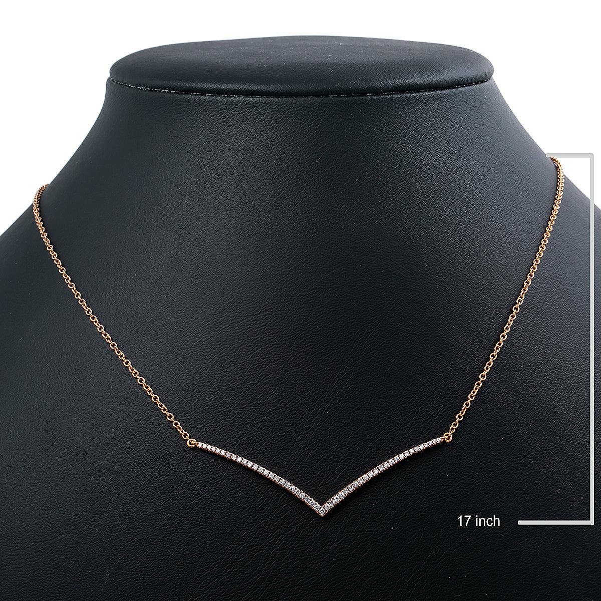 18K Yellow Gold 17" Women's Necklace With 0.45 CT Diamonds