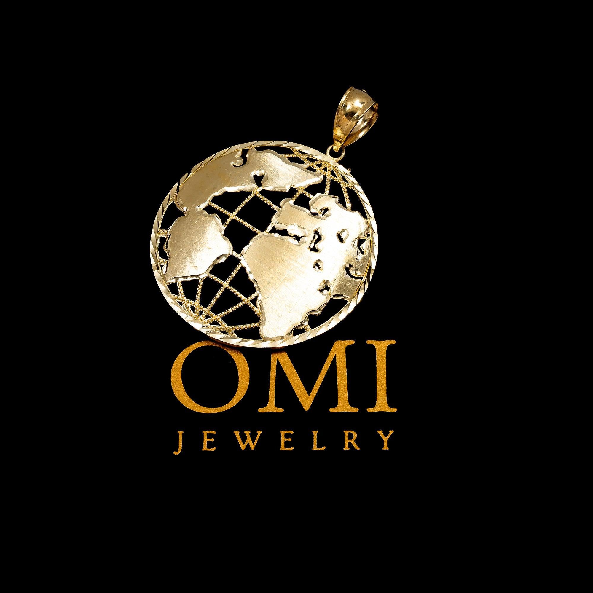 10K GOLD OPEN WORLD PENDANT 2.3"