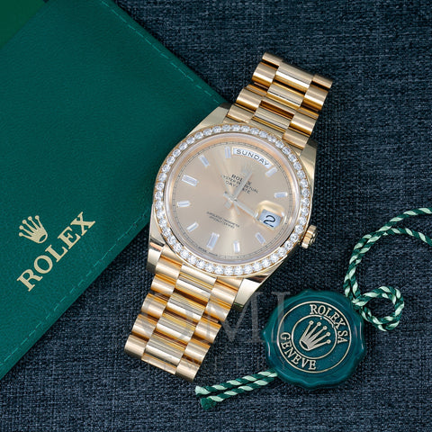 Rolex Day Date 40 Yellow Gold Factory Diamond Dial and Diamond Bezel 228348