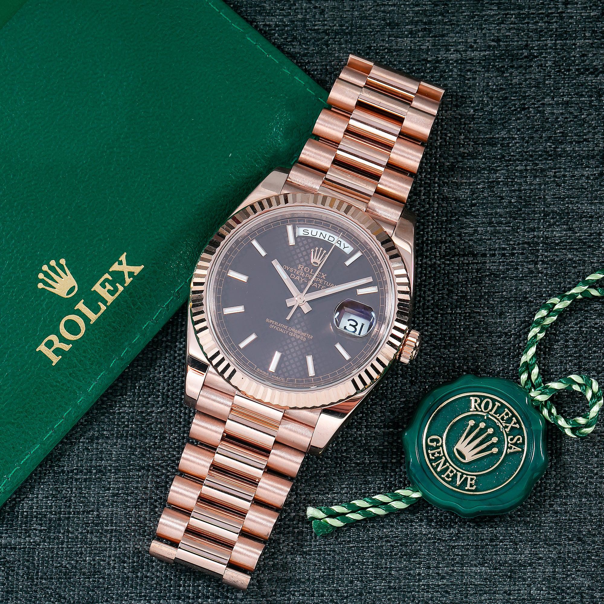 Buy ROLEX DAY-DATE 228235 40MM CHOCOLATE MOTIF DIAL WITH ROSE GOLD