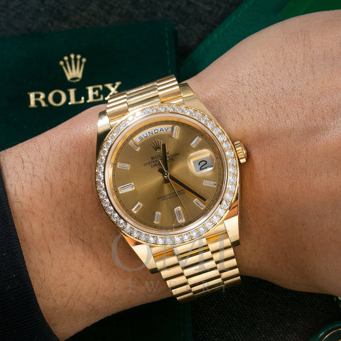 Rolex Day Date 40 Yellow Gold Factory Diamond Dial and Diamond Bezel 228348