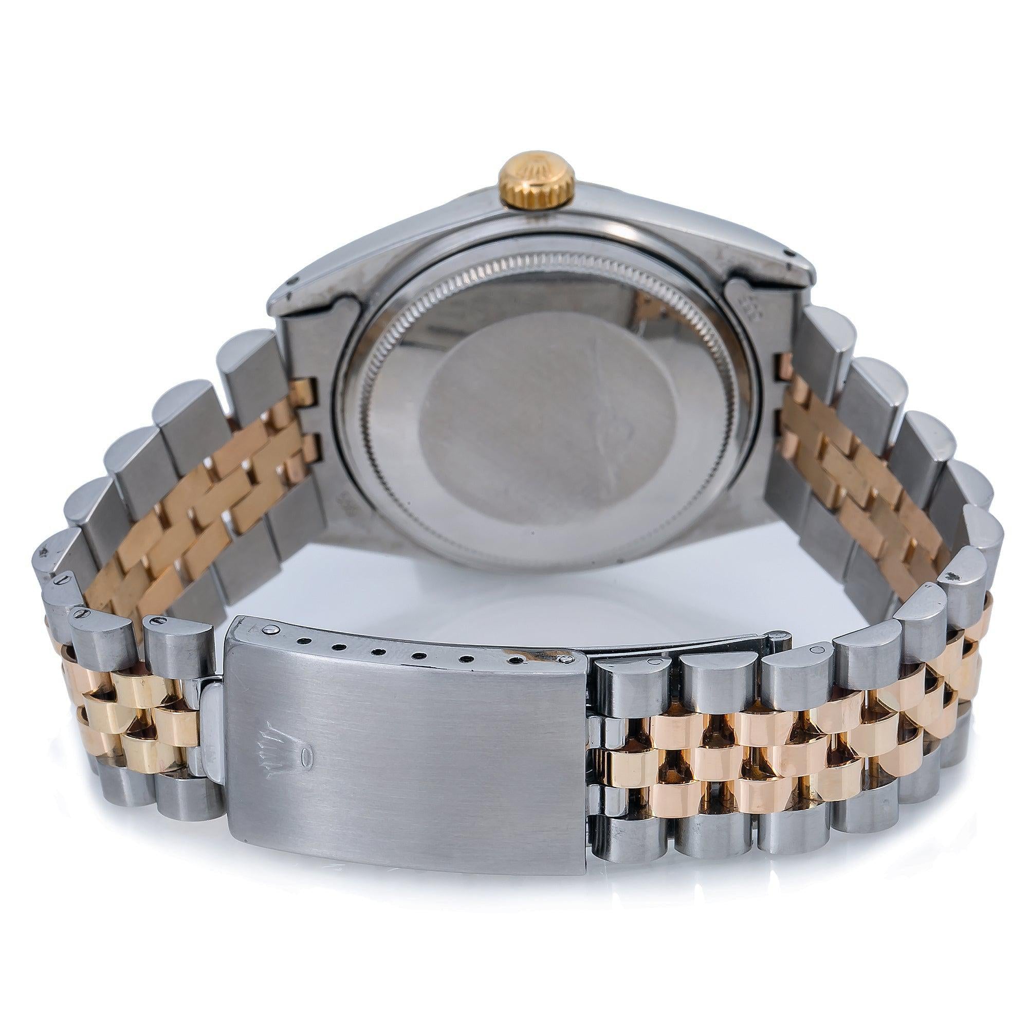 Rolex Datejust 36MM 1601 Green Roman Dial Fluted Bezel Two Tone Yellow Gold Jubilee Bracelet