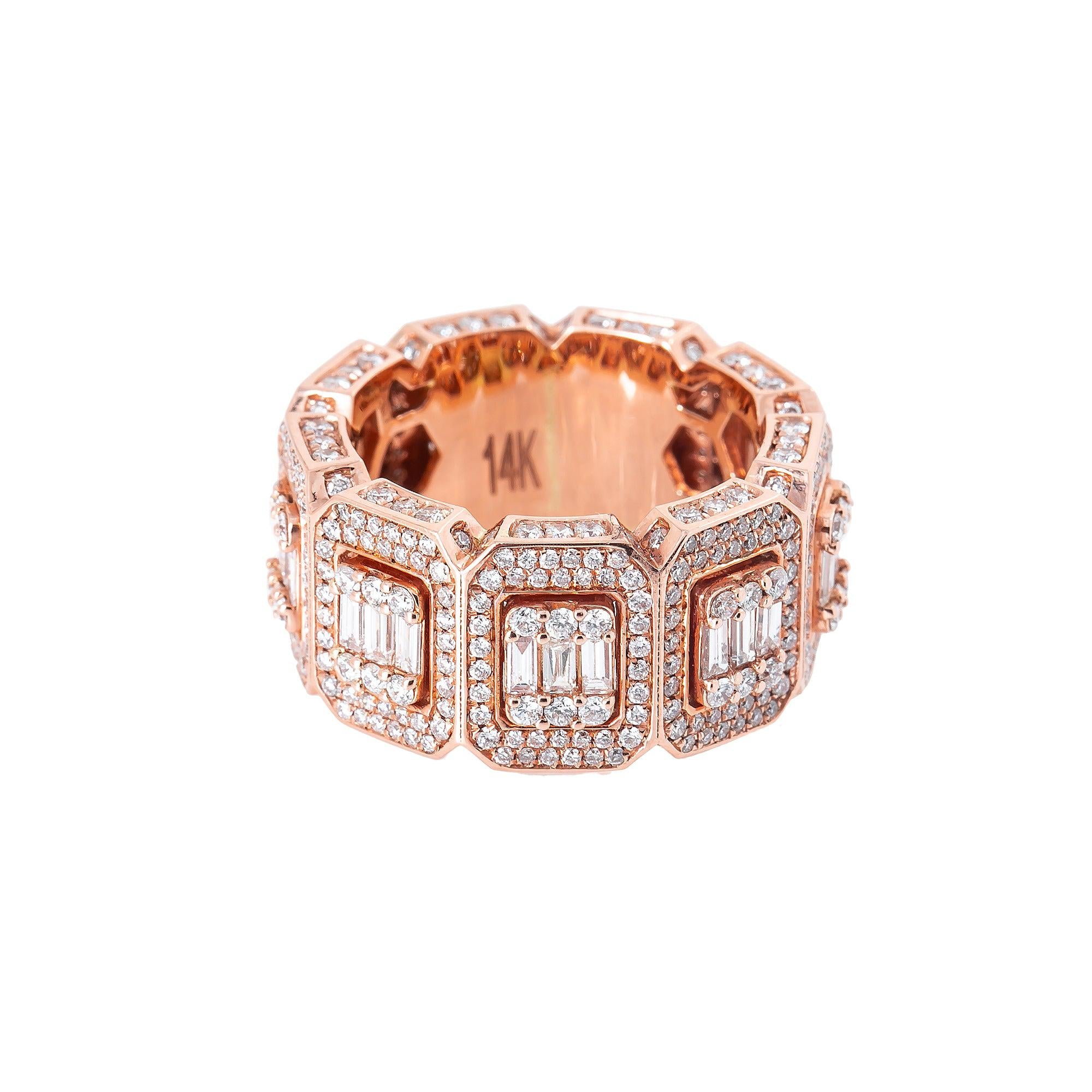 14K ROSE GOLD MEN'S RING WITH 2.68 CT BAGUETTE DIAMONDS
