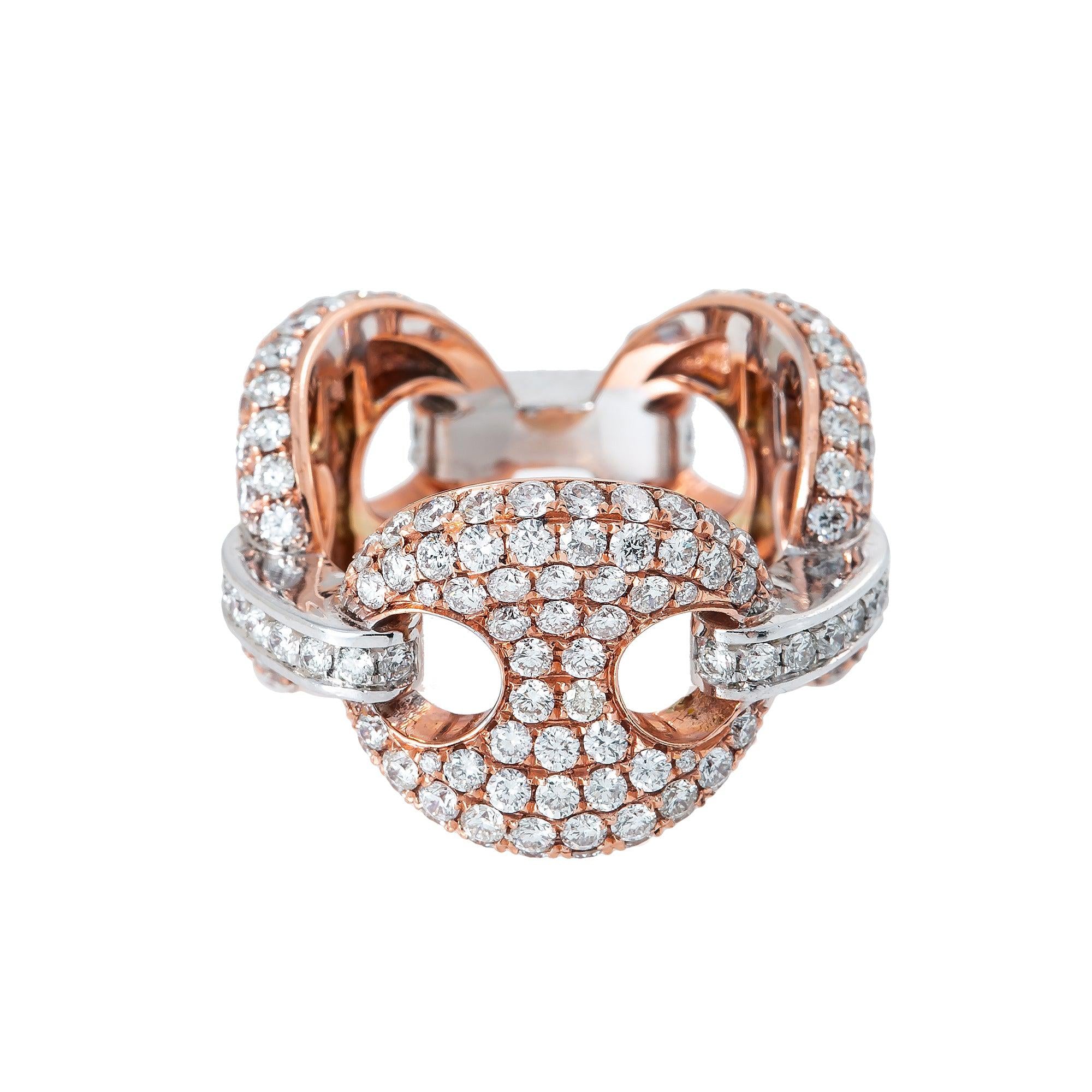 14K ROSE GOLD MEN'S RING WITH 5.20 CT DIAMONDS