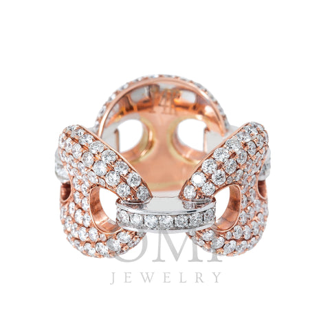 Men's 14k Rose Gold Chain Ring with 3.45 CT Diamonds