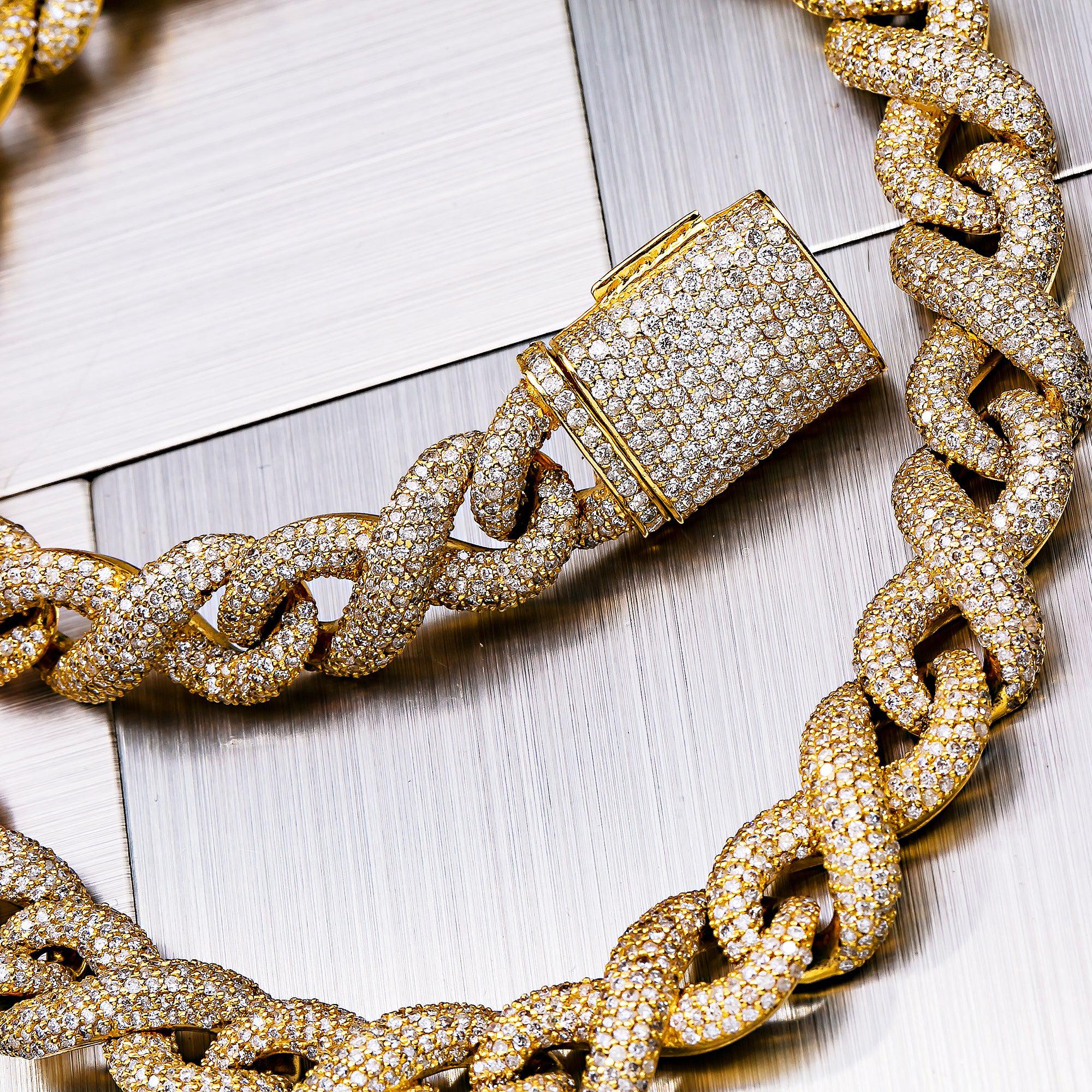 14K YELLOW GOLD DIAMOND 22" INFINITY CHAIN 19.50 CT