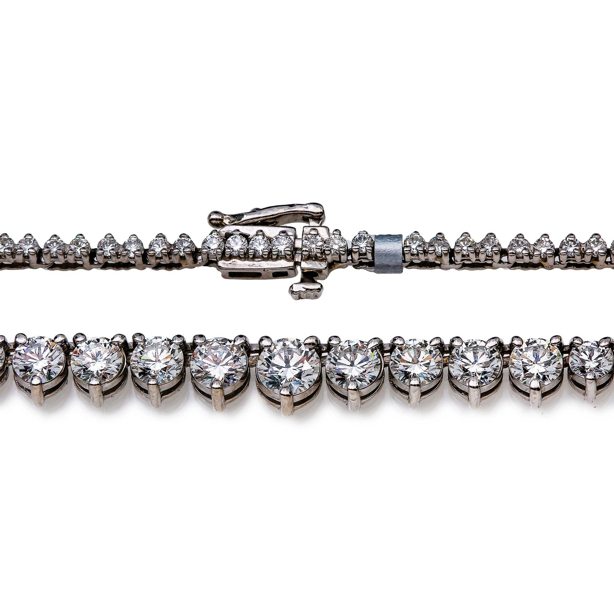 14K WHITE GOLD 17" TENNIS CHAIN WITH 15.25 CT DIAMONDS