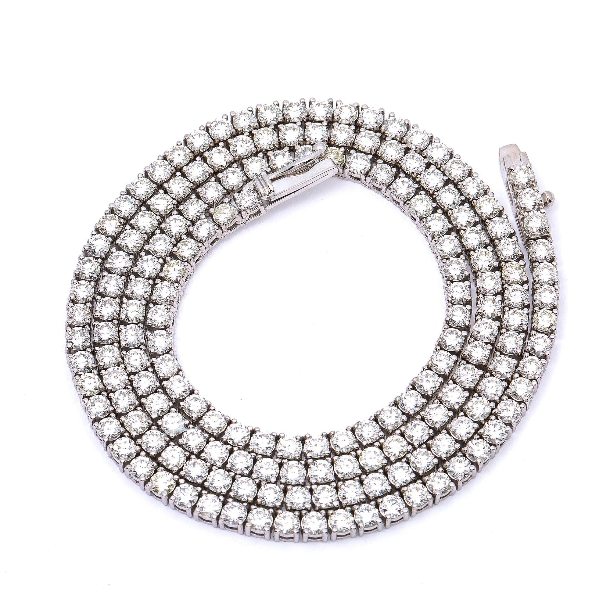 14K WHITE GOLD 18" TENNIS WITH 10.34 CT DIAMONDS