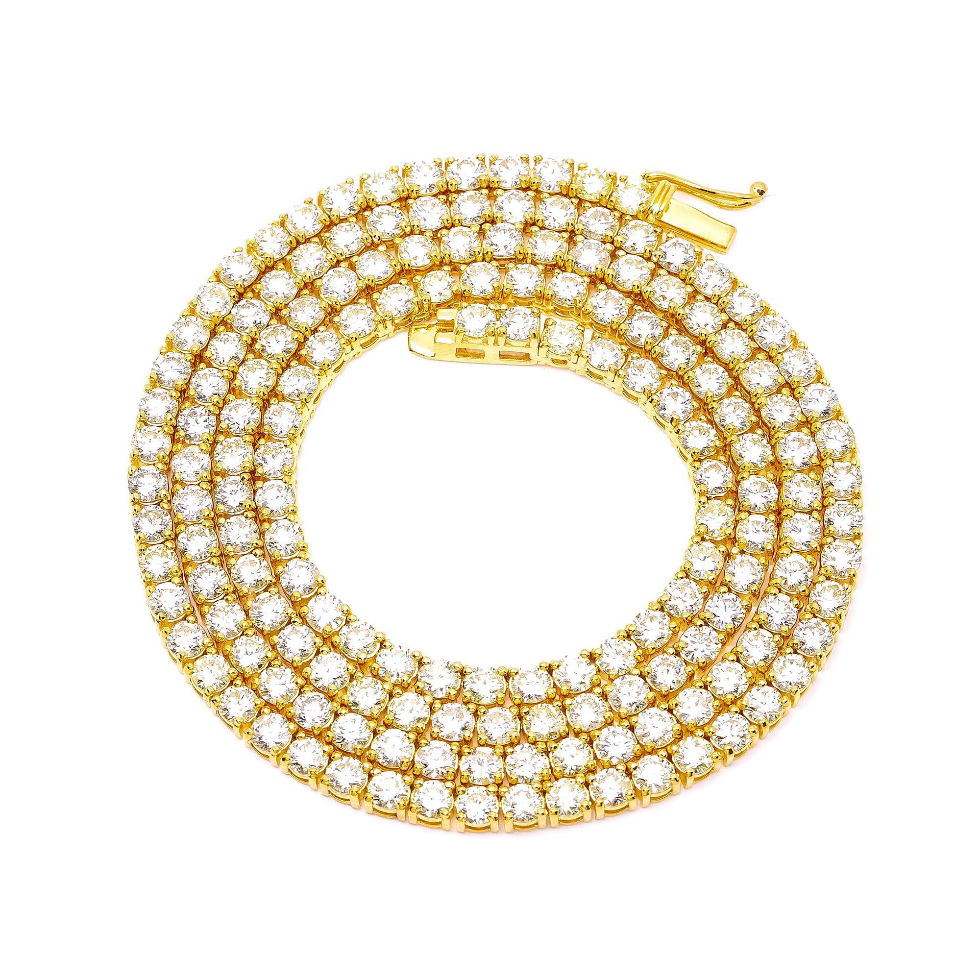 14K YELLOW GOLD 22" TENNIS CHAIN WITH 20.07 CT DIAMONDS