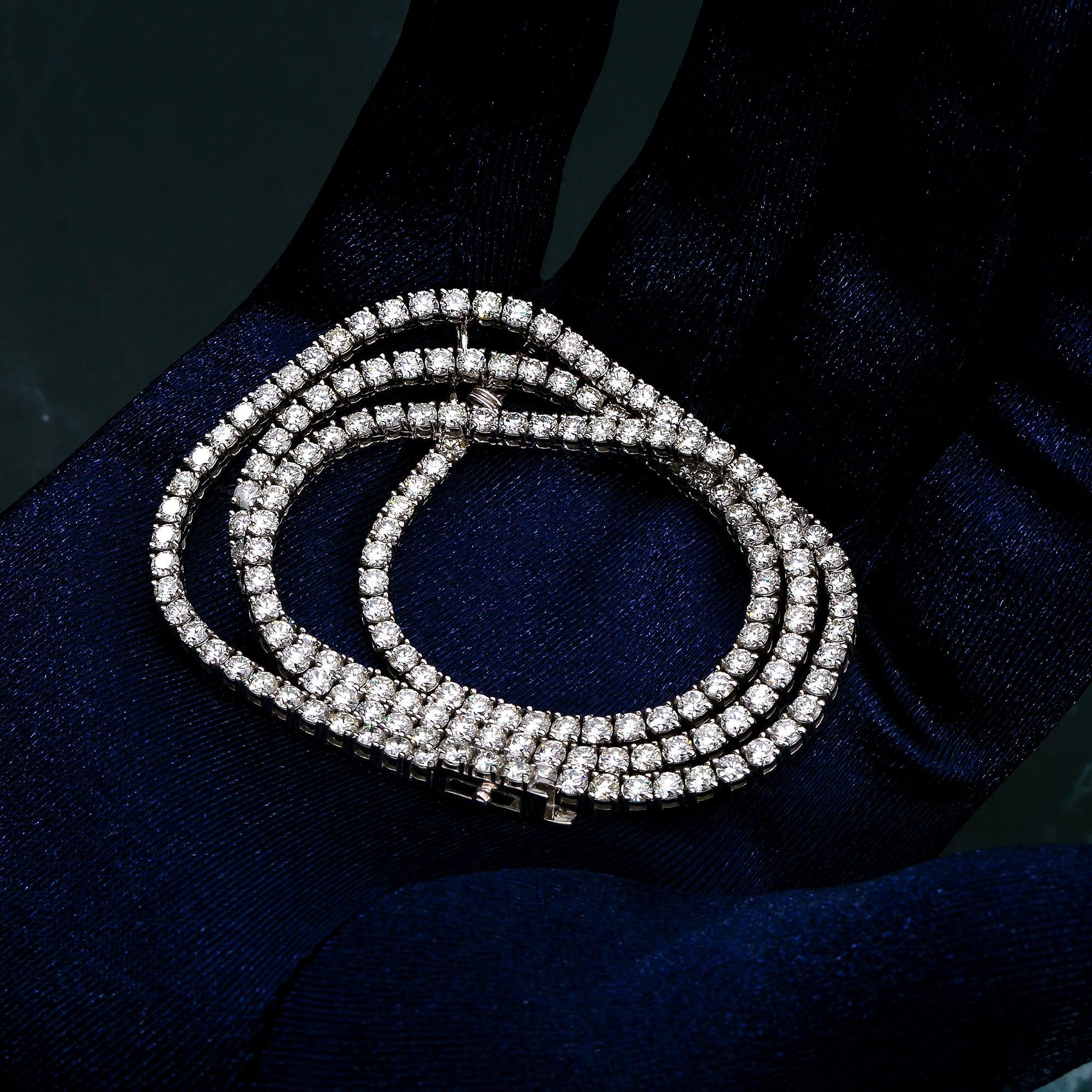 14K WHITE GOLD 18" TENNIS WITH 10.34 CT DIAMONDS