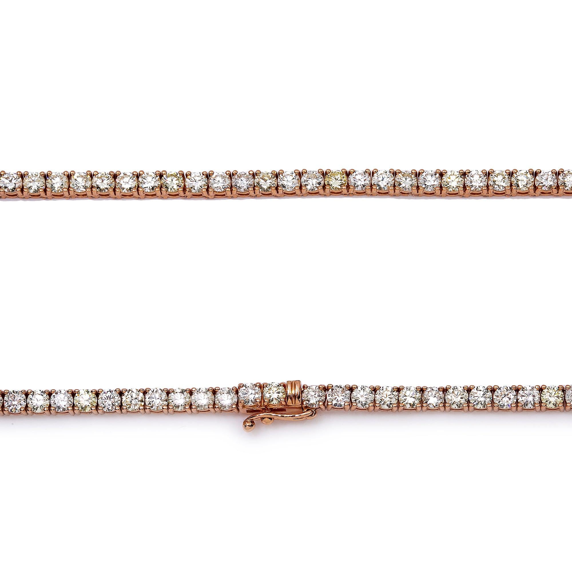 14K ROSE GOLD 19" TENNIS CHAIN WITH 14.51 CT DIAMONDS