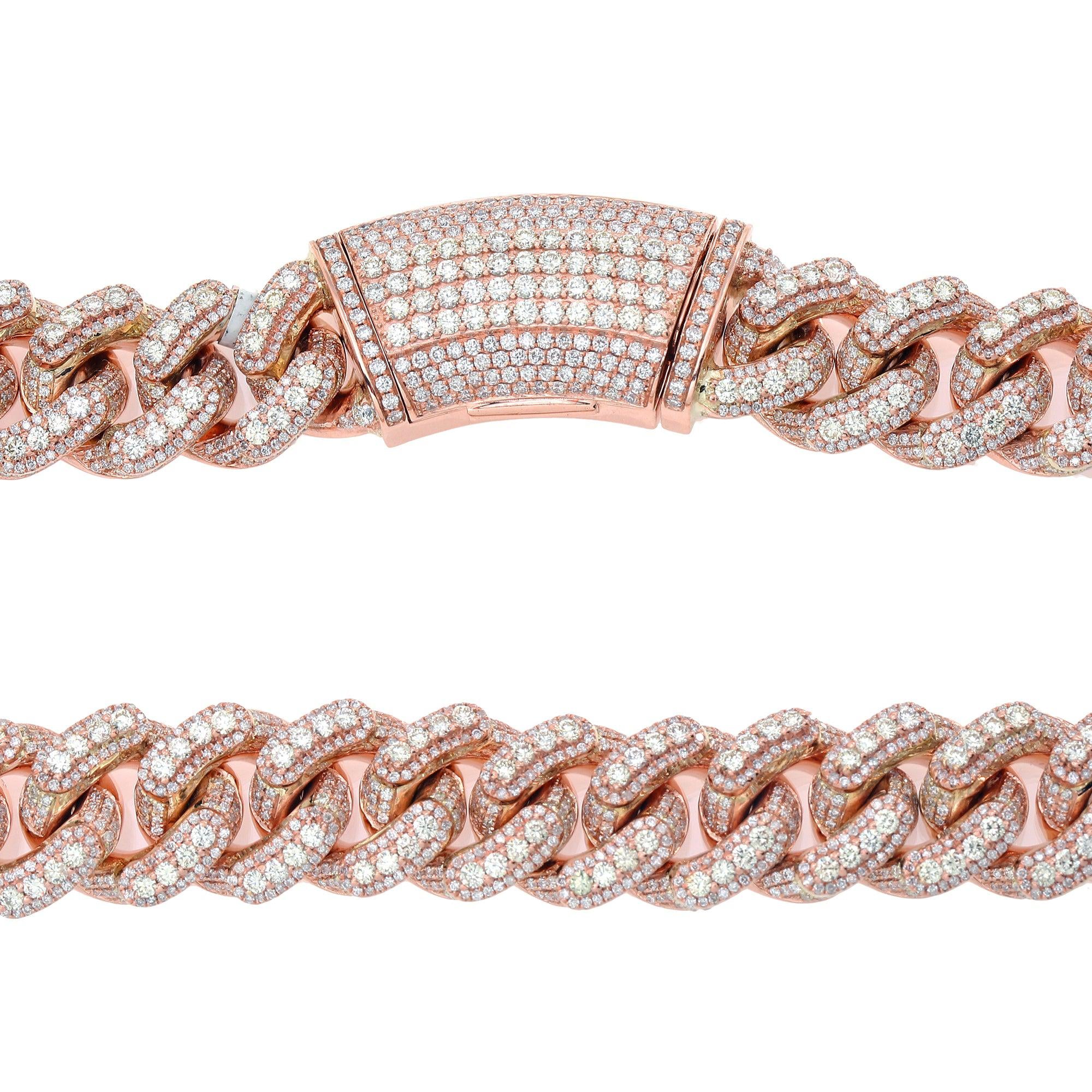 14K ROSE GOLD 20"/15MM CUBAN CHAIN WITH 35.64 CT DIAMONDS