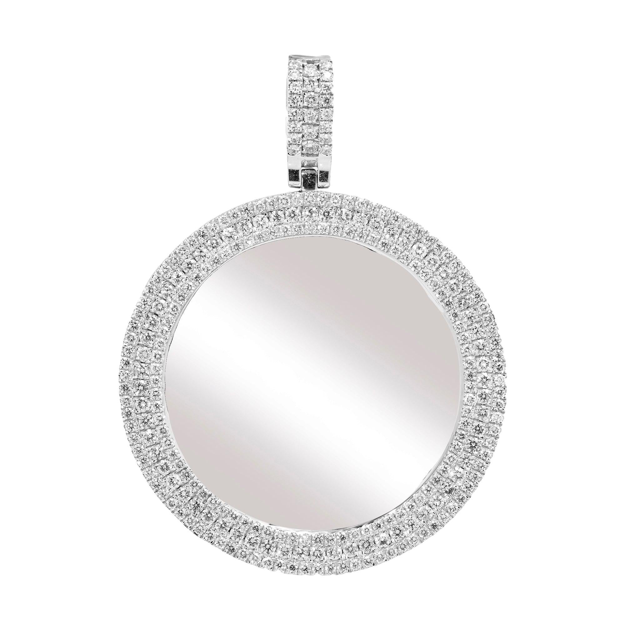 14K WHITE GOLD ROUND DIAMOND CIRCLE PICTURE PENDANT 3.75 CT