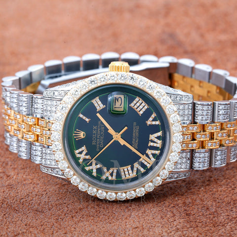 Rolex Datejust 1601 36MM Green Diamond Dial With 9.25 CT Diamonds