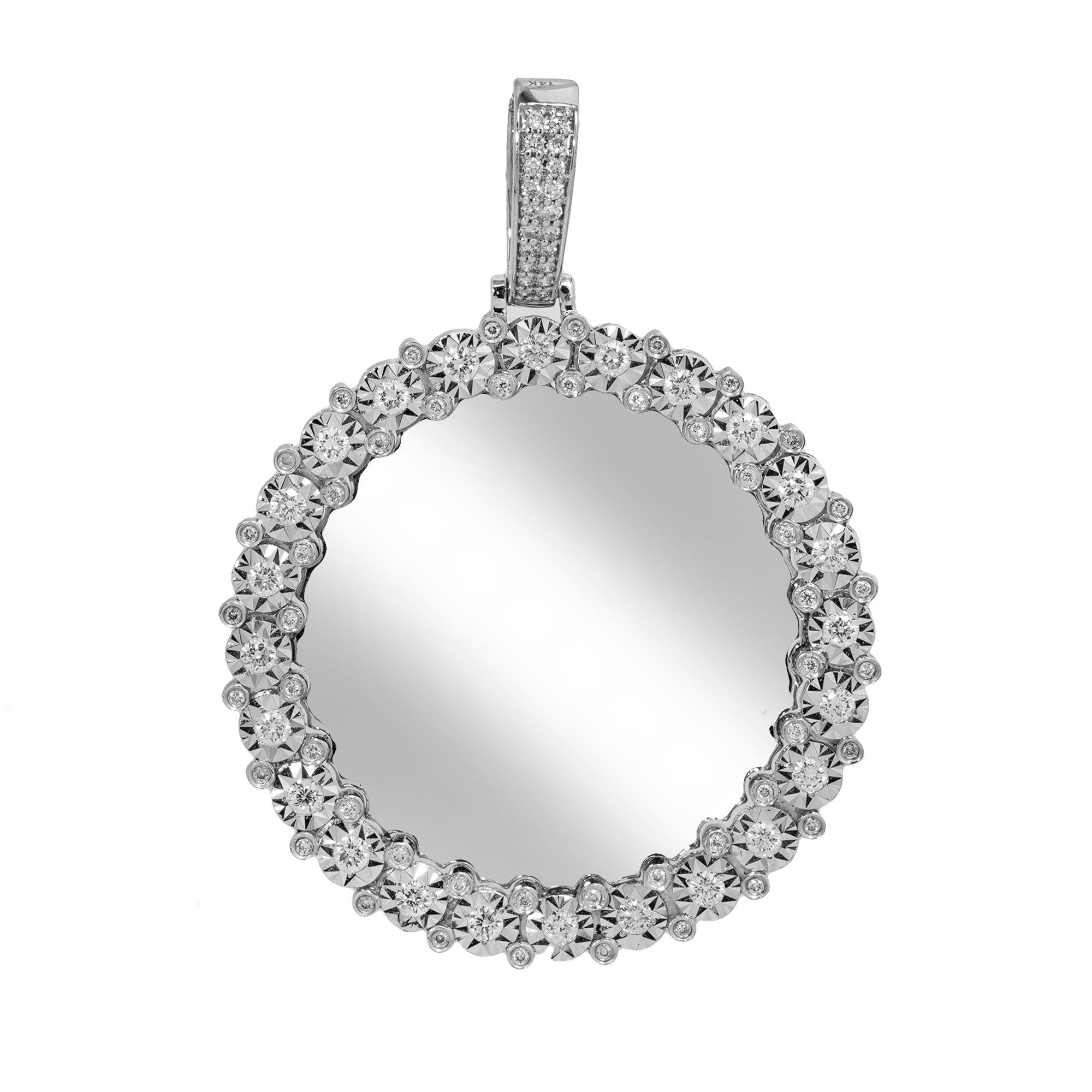 14K WHITE GOLD DIAMOND PICTURE PENDANT 1.12 CT