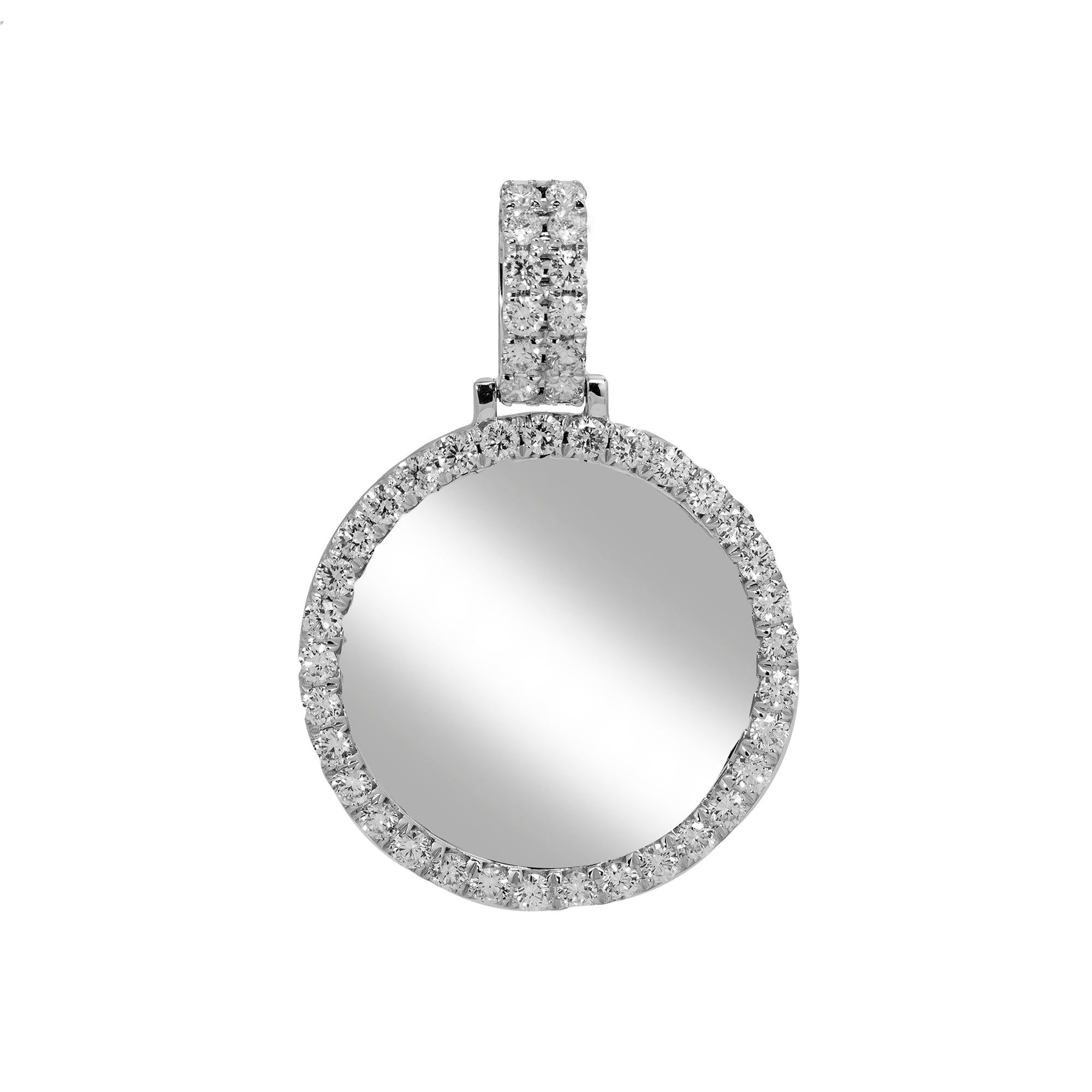 14K WHITE GOLD ROUND DIAMOND CIRCLE PICTURE PENDANT 3.11 CT