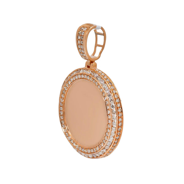 14K ROSE GOLD ROUND DIAMOND CIRCLE PICTURE PENDANT CT OMI