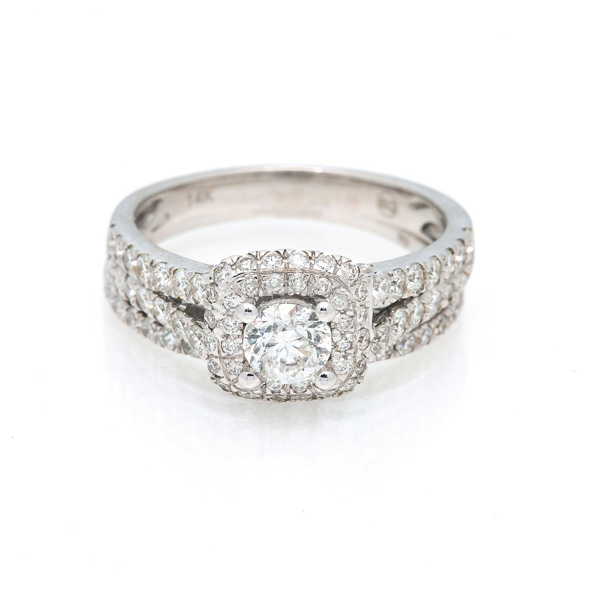 14K WHITE GOLD DIAMOND ENGAGEMENT RING SET 2.6 CT