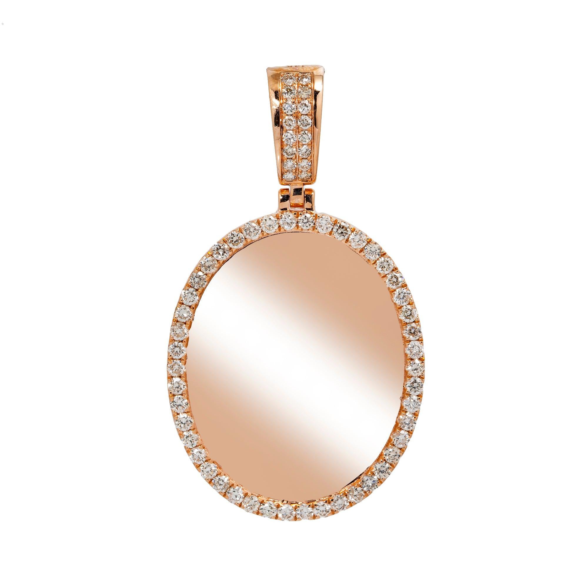 14K ROSE GOLD ROUND DIAMOND CIRCLE PICTURE PENDANT 2.11 CT