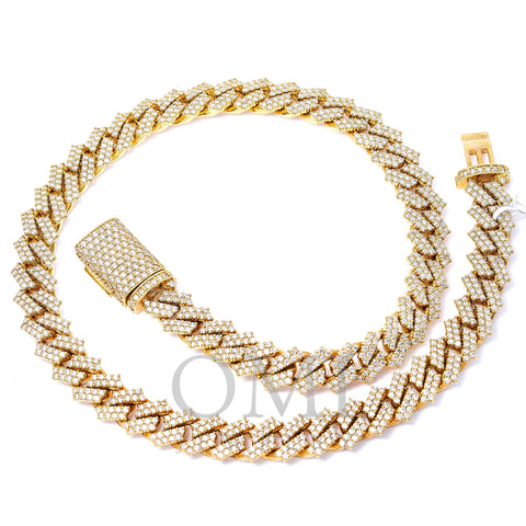 14K YELLOW GOLD 16 INCHES 11MM CUBAN CHAIN WITH 17.45 CT DIAMONDS