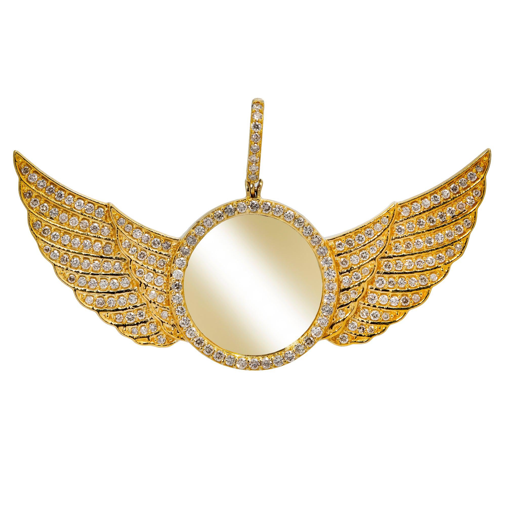 10K YELLOW GOLD DIAMOND ANGEL PICTURE PENDANT 2.30 CT