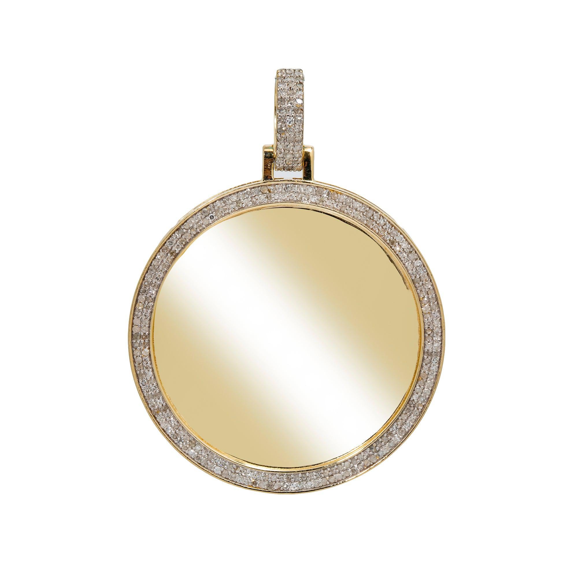 10K YELLOW GOLD DIAMOND CIRCLE PICTURE PENDANT 1.01 CT