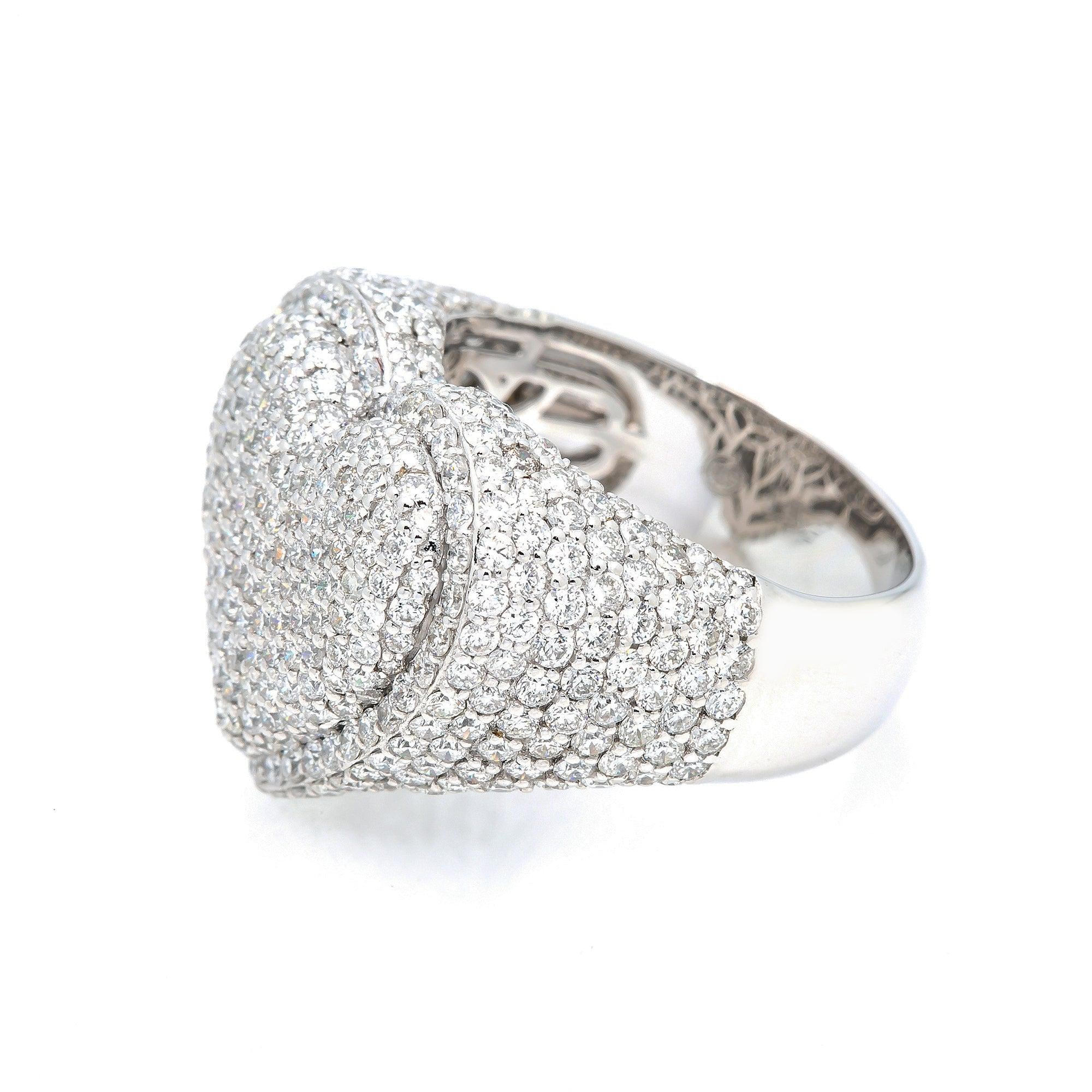 14K WHITE GOLD DIAMOND HEART RING 3.00 CT