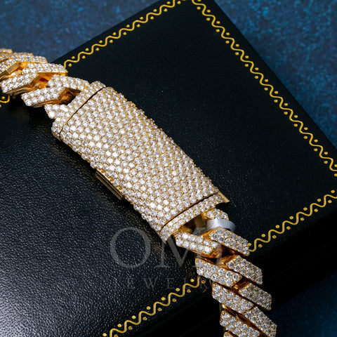 14K YELLOW GOLD 24 INCHES 13MM  CUBAN CHAIN WITH 45.70 CT DIAMONDS