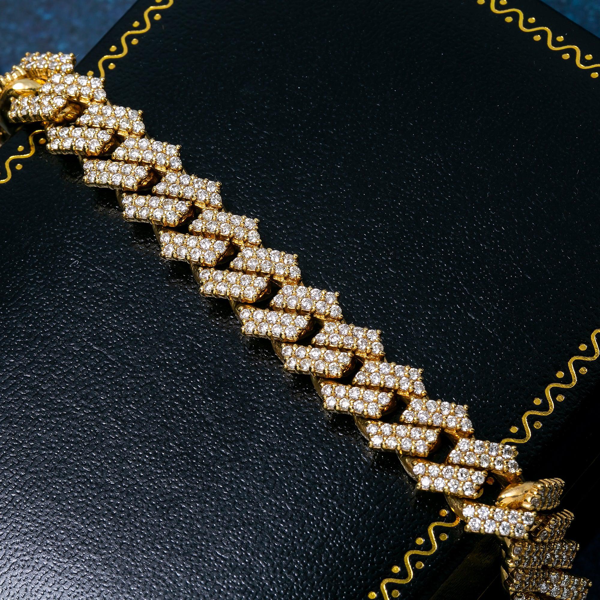 14K YELLOW GOLD 16 INCHES 11MM CUBAN CHAIN WITH 17.45 CT DIAMONDS
