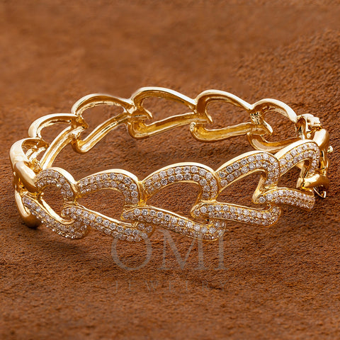 14K Yellow Gold Women's Heart Bracelet With 2.35 CT Diamonds