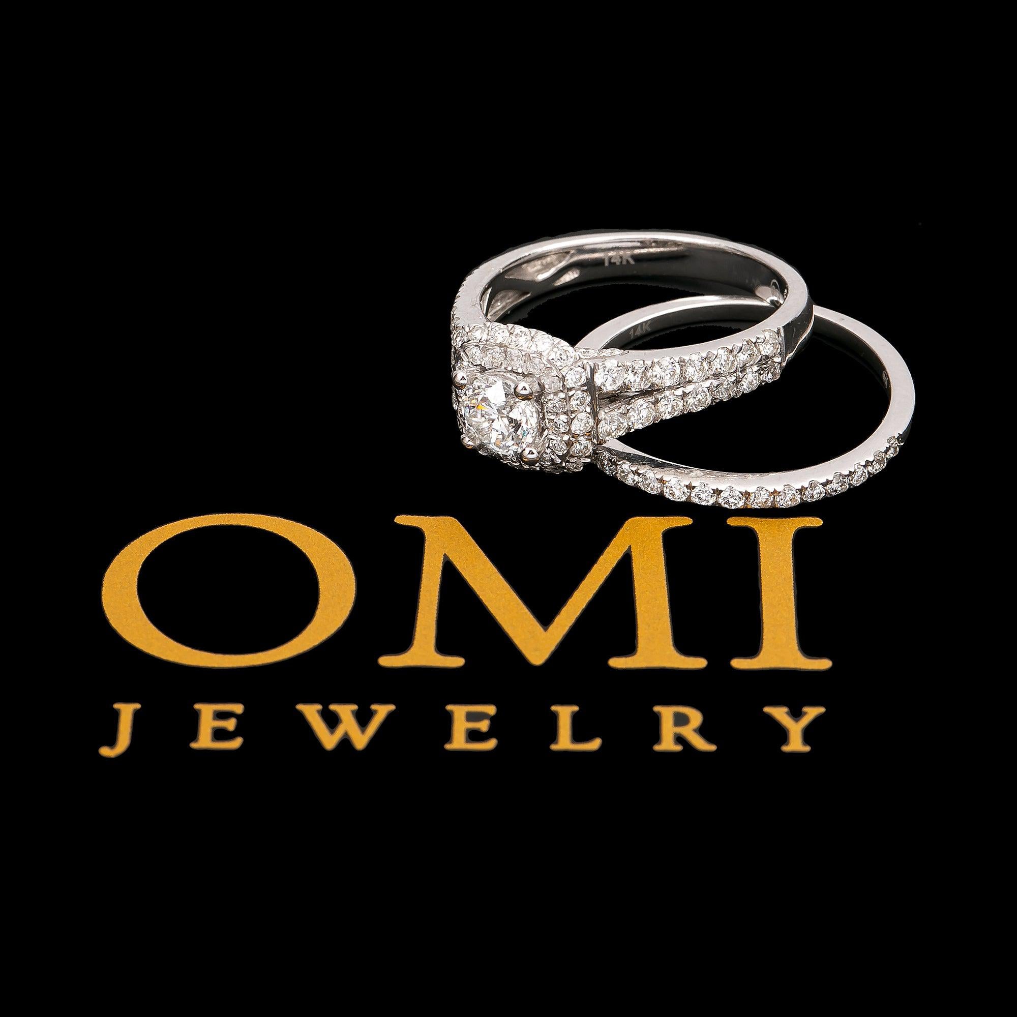 14K WHITE GOLD DIAMOND ENGAGEMENT RING SET 2.6 CT