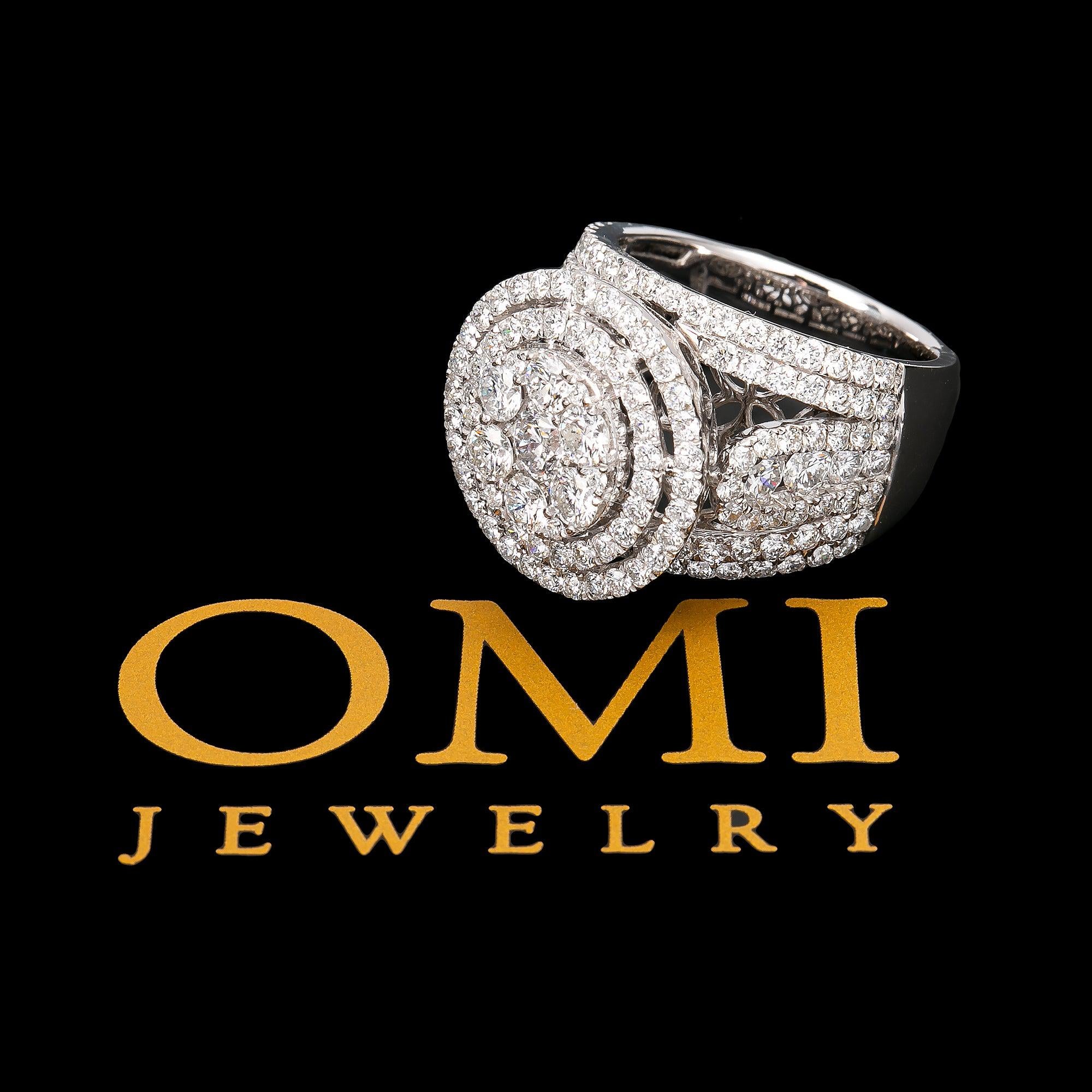 14K WHITE GOLD DIAMOND CLUSTER ENGAGEMENT RING 4.00 CT