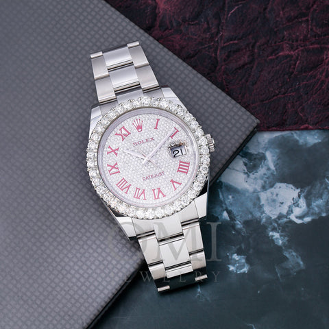 Rolex Datejust 126300 41MM Red Diamond Dial With Stainless Steel Oyster Bracelet
