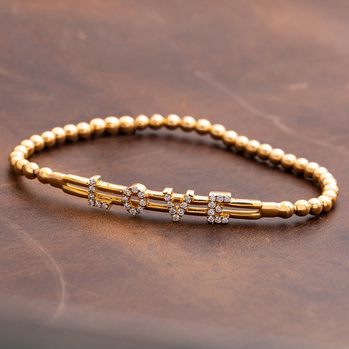 14K ROSE GOLD DIAMOND BALL LOVE BRACELET 0.25 CT