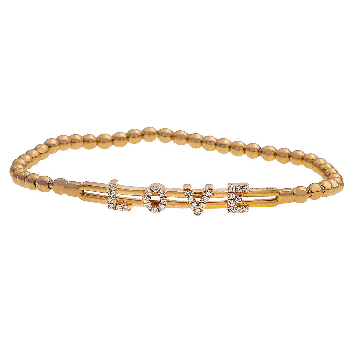 14K ROSE GOLD DIAMOND BALL LOVE BRACELET 0.25 CT