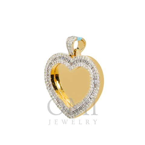 10K YELLOW GOLD DIAMOND HEART PICTURE PENDANT 1.94 CT