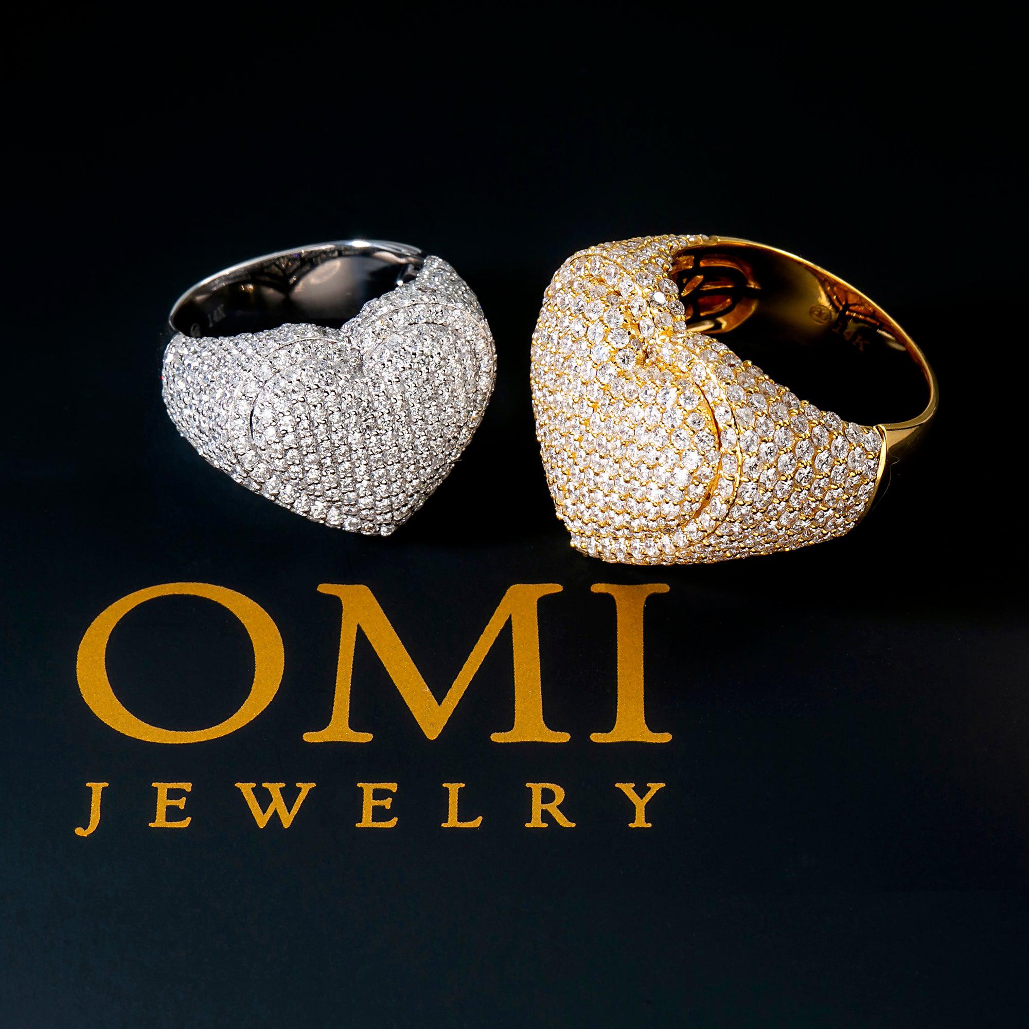 14K WHITE GOLD DIAMOND HEART RING 3.00 CT