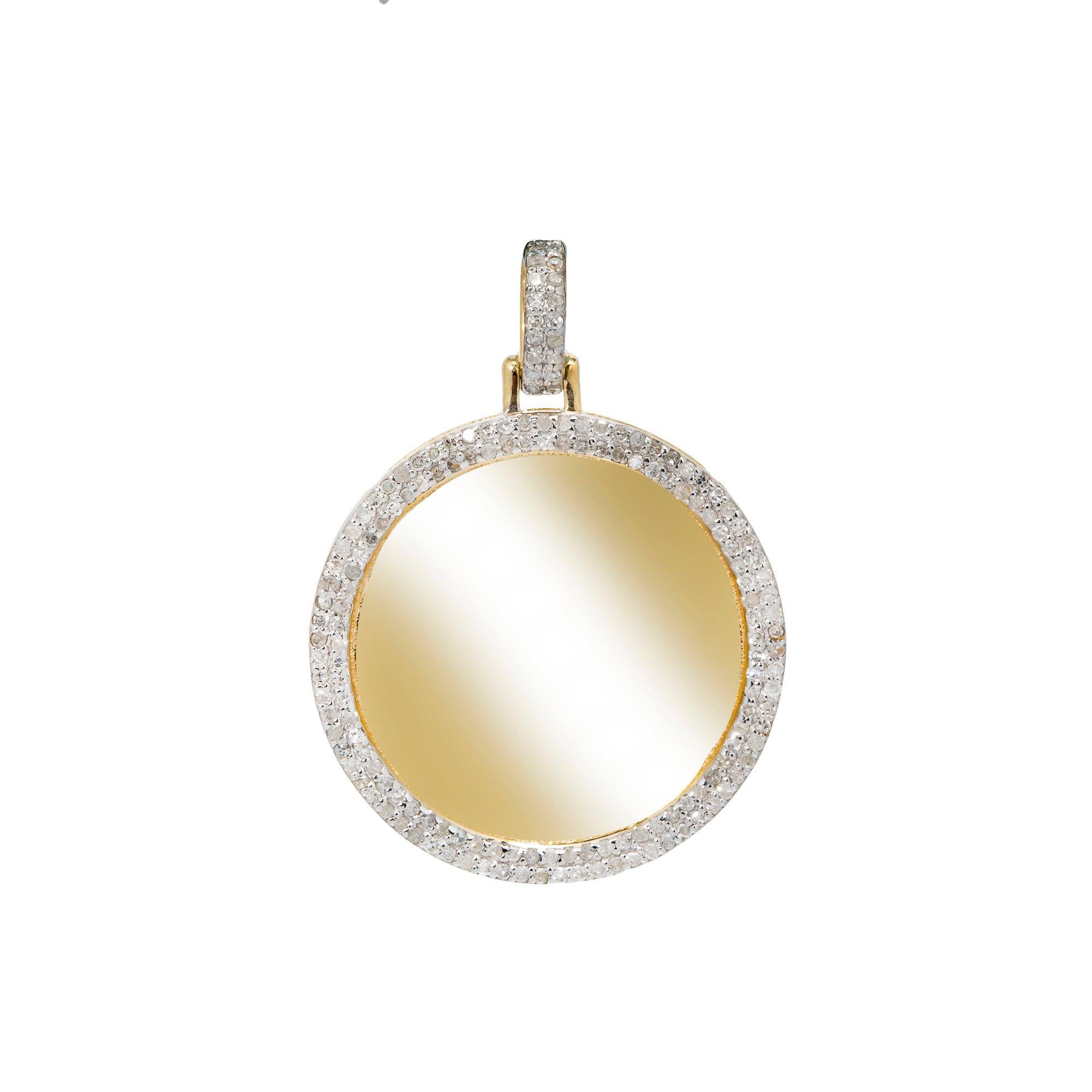 10K YELLOW GOLD DIAMOND CIRCLE PICTURE PENDANT 0.75 CT