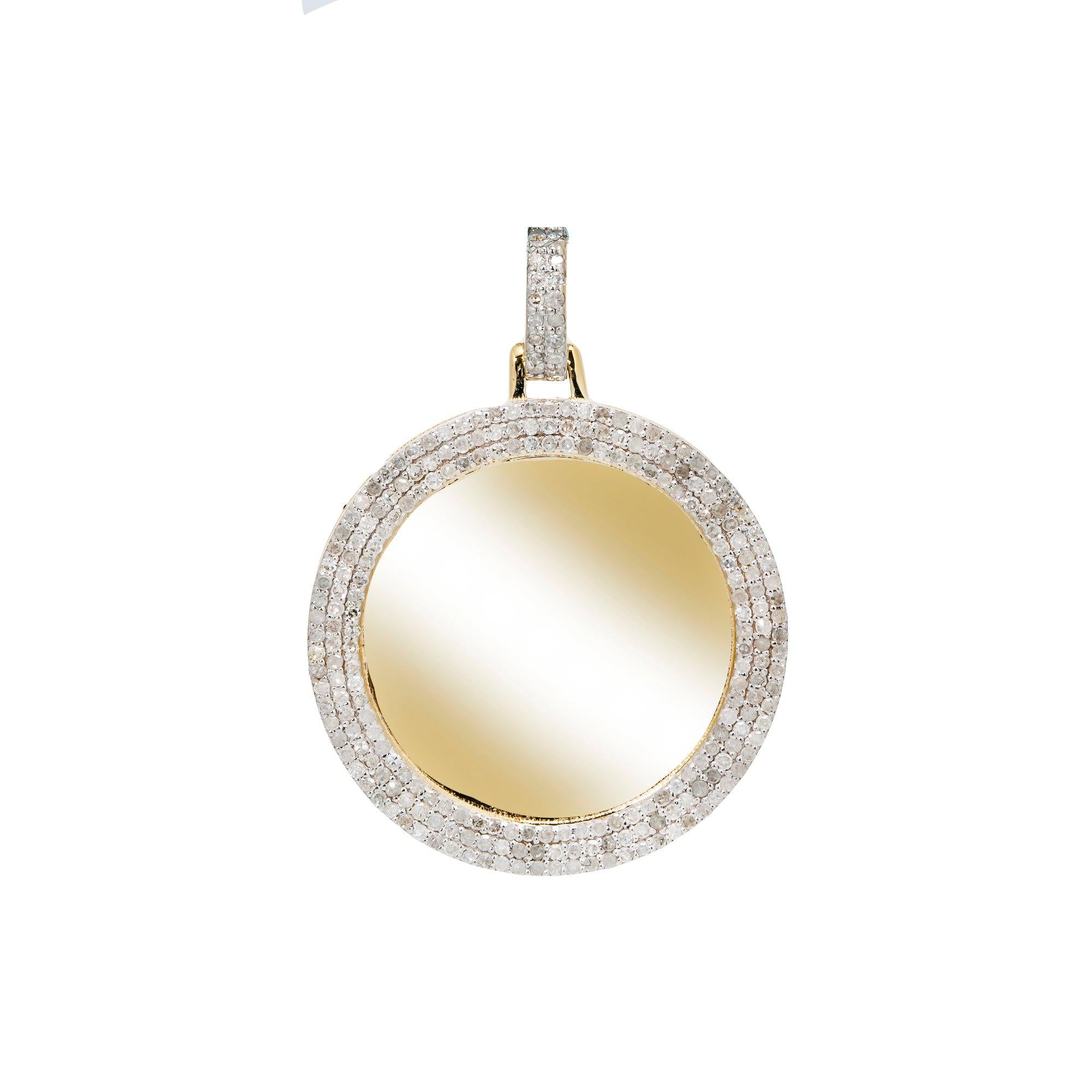 10K YELLOW GOLD 3 ROW DIAMOND PICTURE PENDANT 0.87 CT