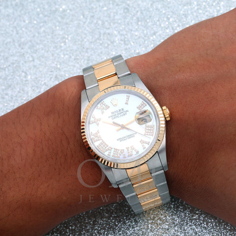 Rolex Datejust 16233 36MM White Diamond Dial With Two Tone Oyster Bracelet