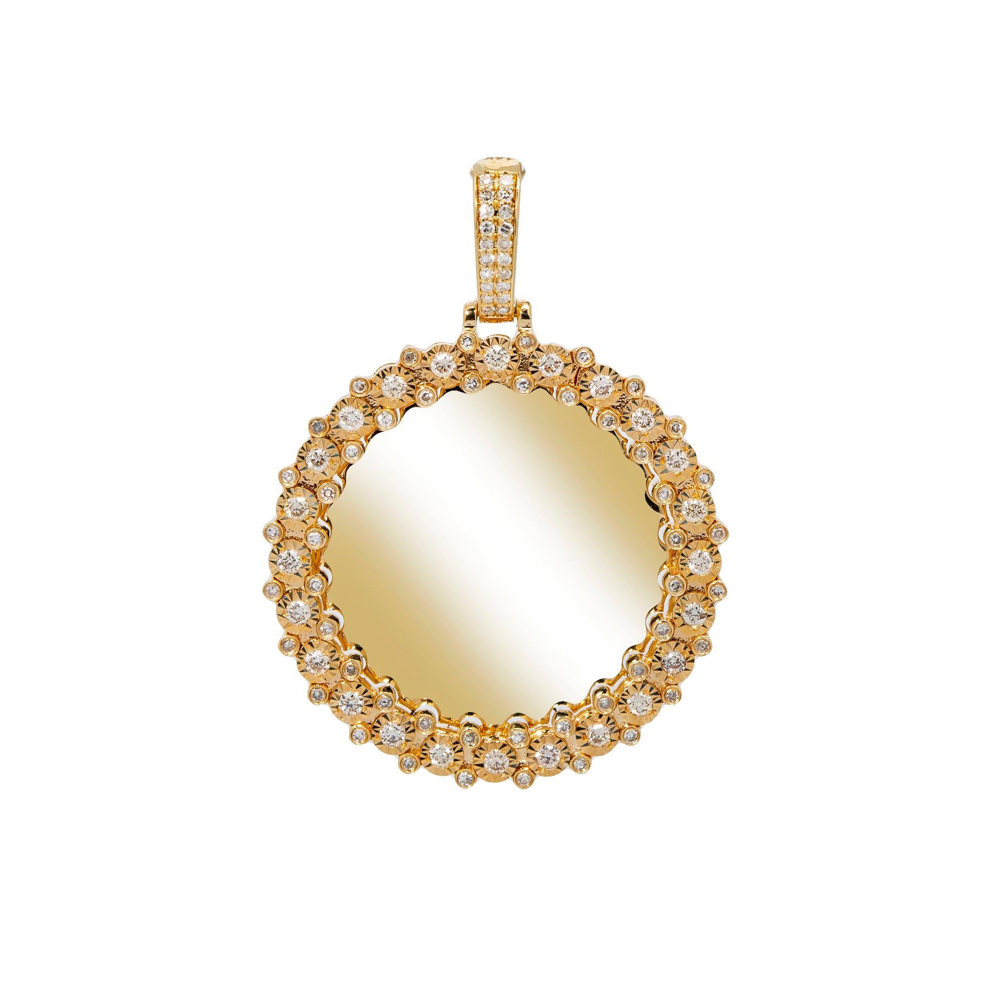 14K YELLOW GOLD ROUND DIAMOND PICTURE PENDANT 0.63 CT
